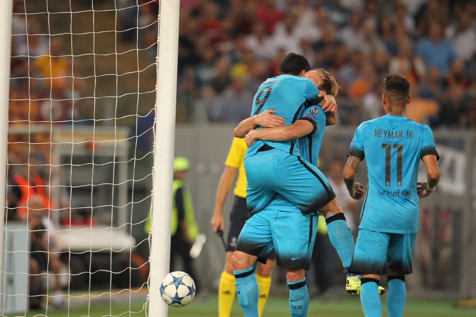 16/09/2015;ROMA CALCIO;STADIO OLIMPICO; CHAMPIONS LEAGUE; CALCIO;BARCELLONA CALCIO  
NELLA FOTO: BARCELLONA ESULTA