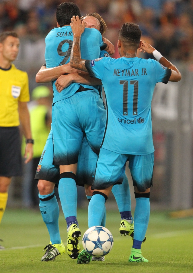 16/09/2015;ROMA CALCIO;STADIO OLIMPICO; CHAMPIONS LEAGUE; CALCIO;BARCELLONA CALCIO  
NELLA FOTO: BARCELLONA ESULTA