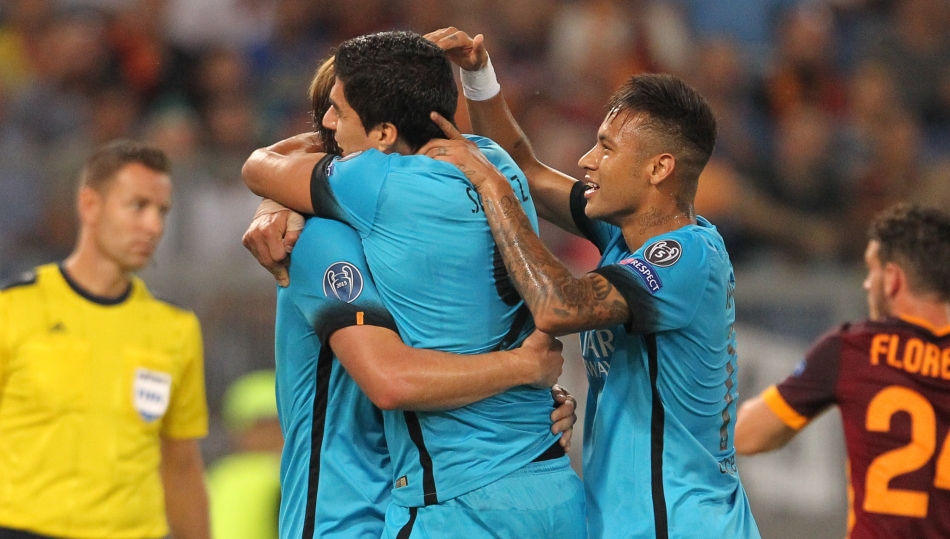 16/09/2015;ROMA CALCIO;STADIO OLIMPICO; CHAMPIONS LEAGUE; CALCIO;BARCELLONA CALCIO  
NELLA FOTO: BARCELLONA ESULTA
