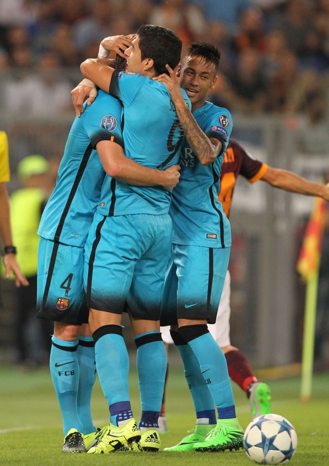 16/09/2015;ROMA CALCIO;STADIO OLIMPICO; CHAMPIONS LEAGUE; CALCIO;BARCELLONA CALCIO  
NELLA FOTO: BARCELLONA ESULTA