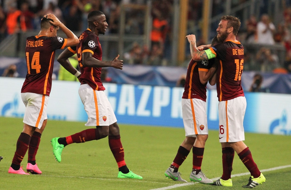 16/09/2015;ROMA CALCIO;STADIO OLIMPICO; CHAMPIONS LEAGUE; CALCIO;BARCELLONA CALCIO  
NELLA FOTO: ROMA ESULTA