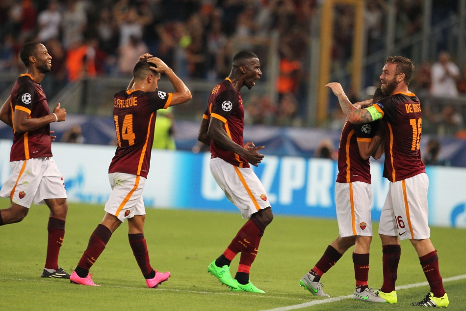 16/09/2015;ROMA CALCIO;STADIO OLIMPICO; CHAMPIONS LEAGUE; CALCIO;BARCELLONA CALCIO  
NELLA FOTO: ROMA ESULTA