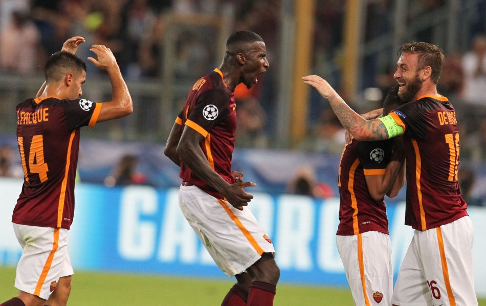 16/09/2015;ROMA CALCIO;STADIO OLIMPICO; CHAMPIONS LEAGUE; CALCIO;BARCELLONA CALCIO  
NELLA FOTO: ROMA ESULTA