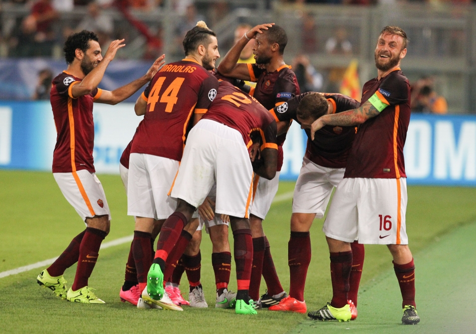 16/09/2015;ROMA CALCIO;STADIO OLIMPICO; CHAMPIONS LEAGUE; CALCIO;BARCELLONA CALCIO  
NELLA FOTO: ROMA ESULTA