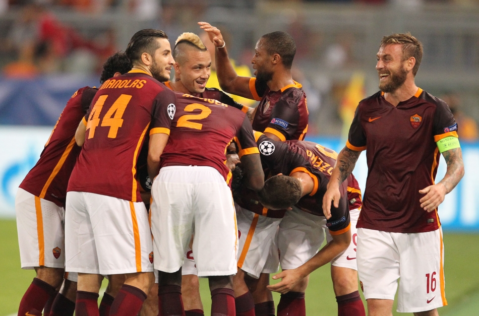 16/09/2015;ROMA CALCIO;STADIO OLIMPICO; CHAMPIONS LEAGUE; CALCIO;BARCELLONA CALCIO  
NELLA FOTO: ROMA ESULTA