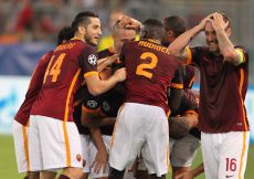 16/09/2015;ROMA CALCIO;STADIO OLIMPICO; CHAMPIONS LEAGUE; CALCIO;BARCELLONA CALCIO  
NELLA FOTO: ROMA ESULTA