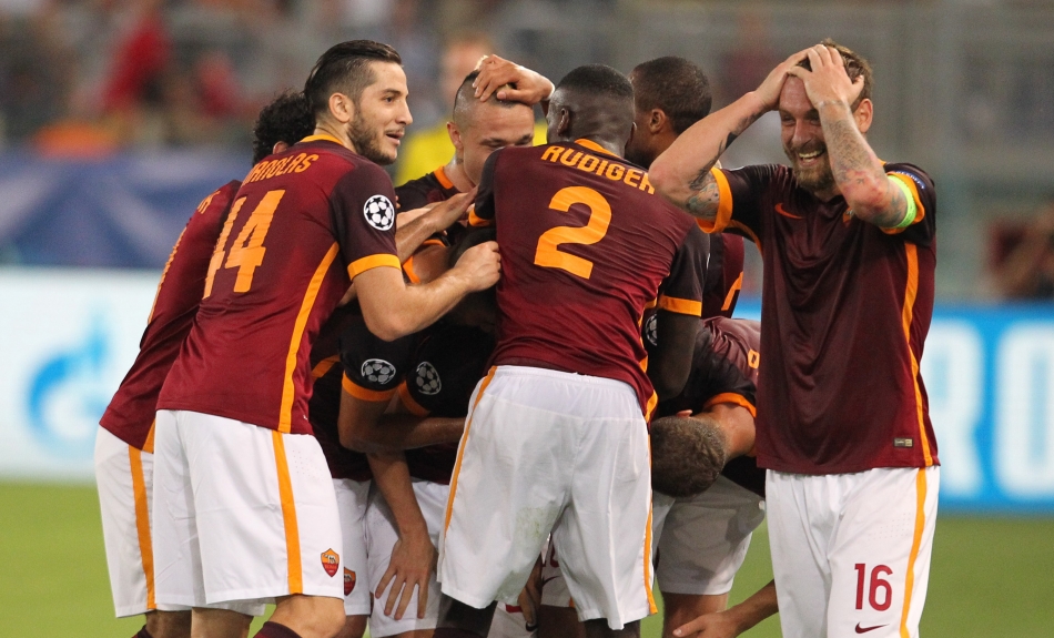 16/09/2015;ROMA CALCIO;STADIO OLIMPICO; CHAMPIONS LEAGUE; CALCIO;BARCELLONA CALCIO  
NELLA FOTO: ROMA ESULTA
