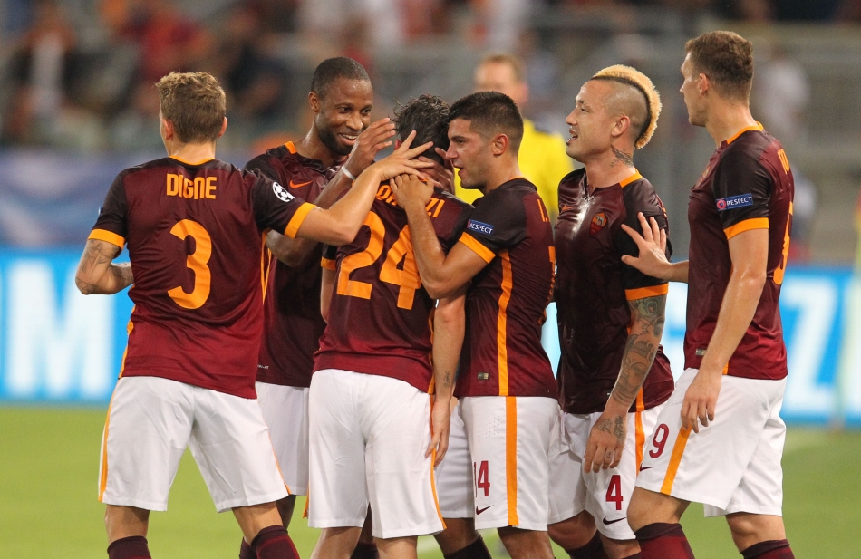 16/09/2015;ROMA CALCIO;STADIO OLIMPICO; CHAMPIONS LEAGUE; CALCIO;BARCELLONA CALCIO  
NELLA FOTO: ROMA ESULTA