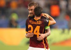 16/09/2015;ROMA CALCIO;STADIO OLIMPICO; CHAMPIONS LEAGUE; CALCIO;BARCELLONA CALCIO  
NELLA FOTO: DE ROSSI ESULTA CON FLORENZI