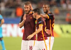 16/09/2015;ROMA CALCIO;STADIO OLIMPICO; CHAMPIONS LEAGUE; CALCIO;BARCELLONA CALCIO  
NELLA FOTO: DE ROSSI FLORENZI KEITA